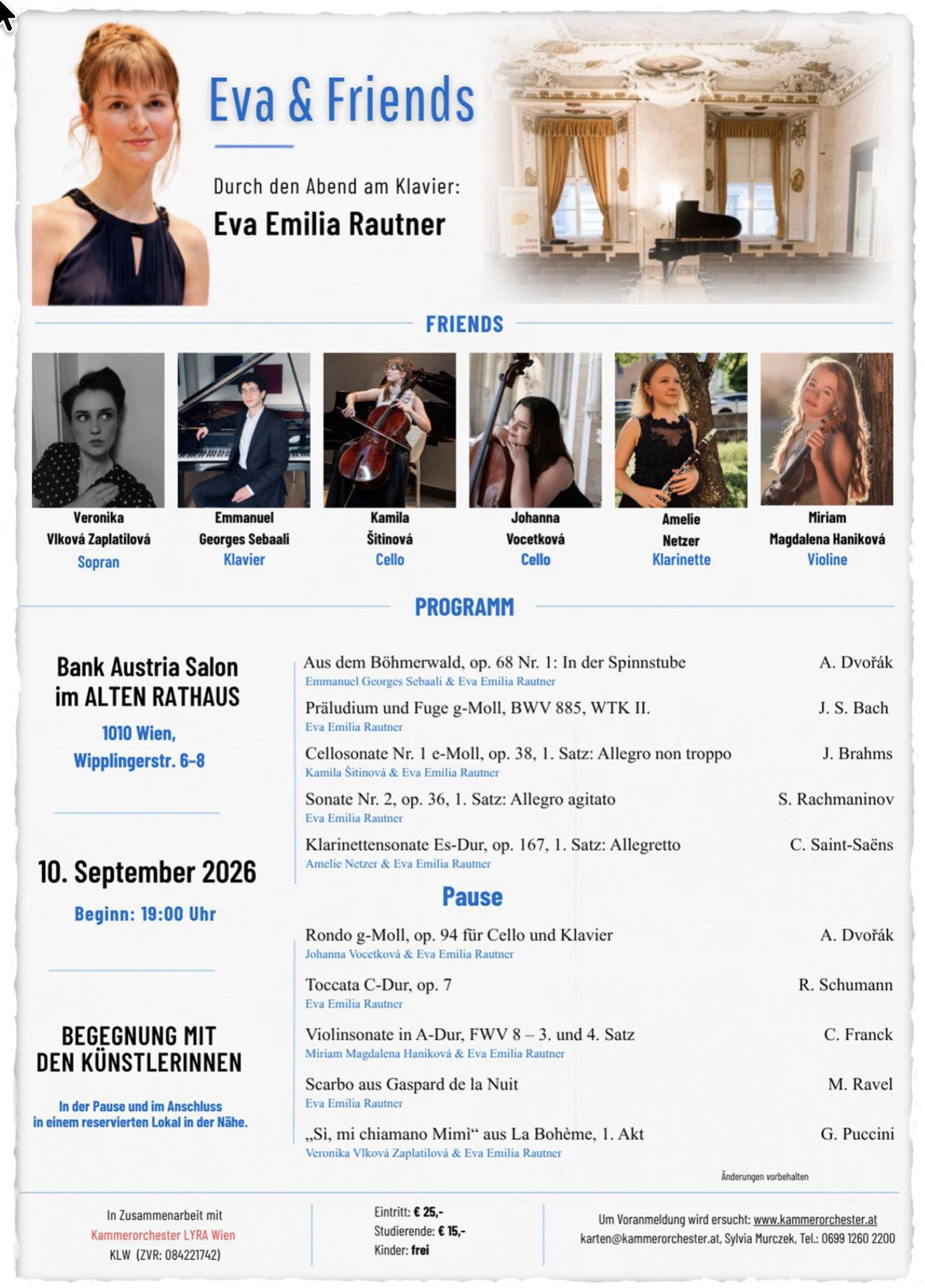 Eva and Friends 10. September 2026 Plakat